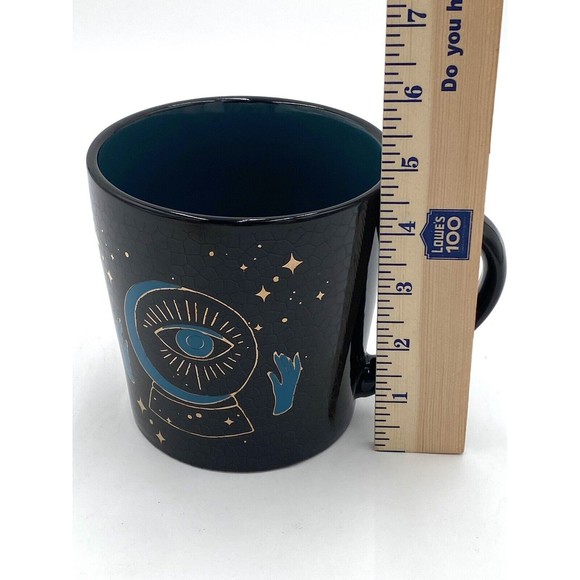 Cobwebs & Cauldrons Huge 20 oz. Mug Crystal Ball Eye Hands Stars Black Blue Gold - Picture 8 of 9